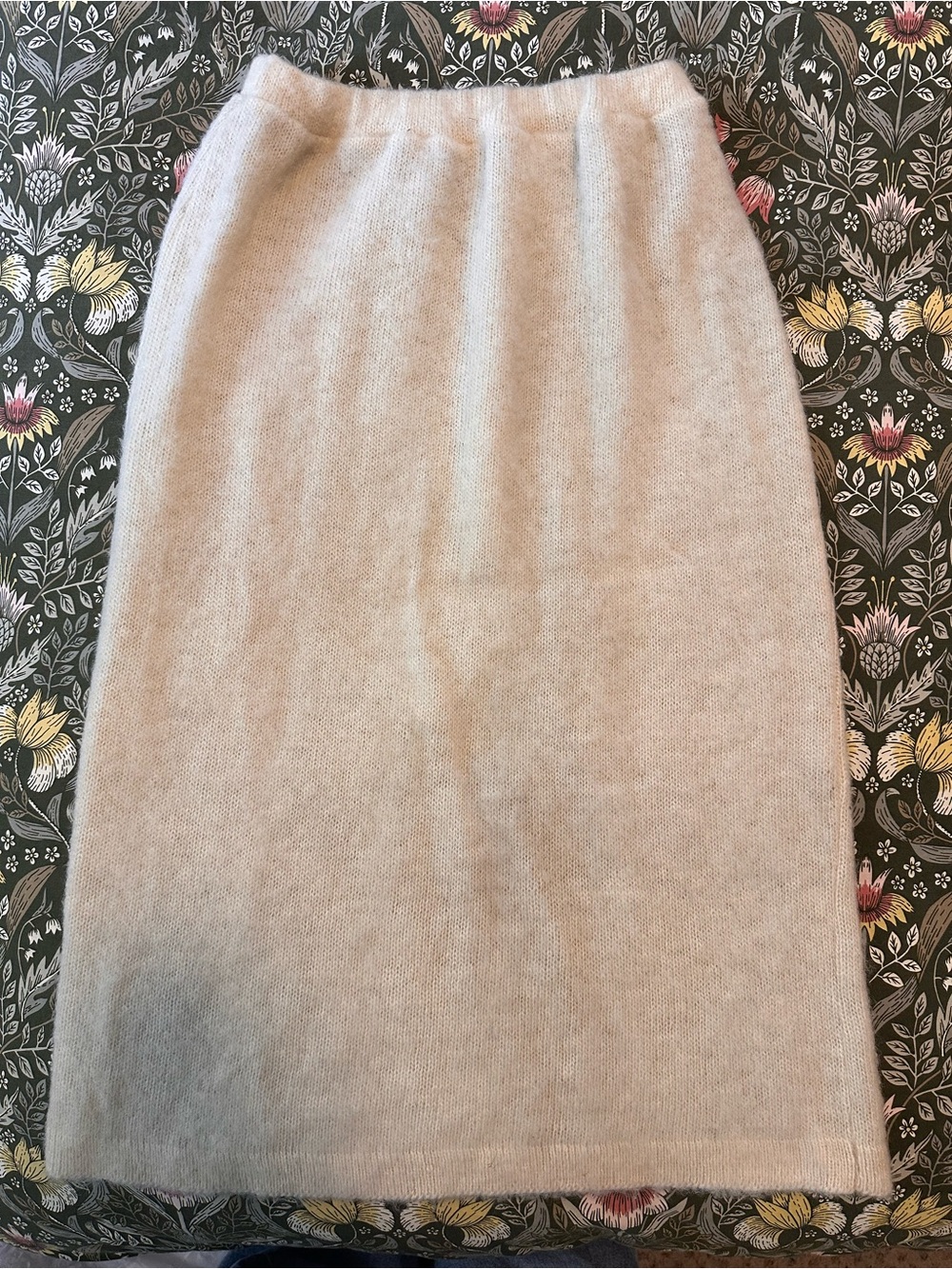 Vintage ICE-KNIT Icelandic Wool Midi Skirt M Cream Made in Iceland